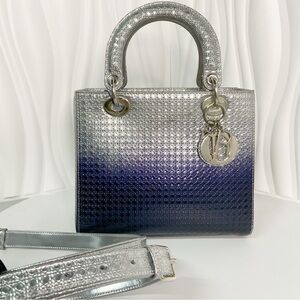 Christian Dior Lady Dior Bag Micro Cannage Ombre Metallic Calfskin Medium